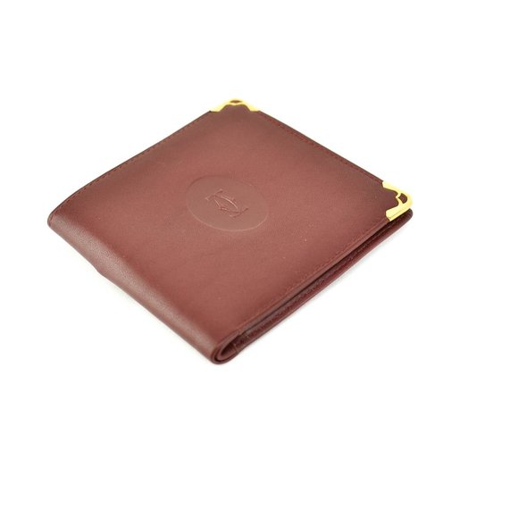 CARTIER: Burgundy, Leather Double C Logo Wallet pm - Picture 4 of 10